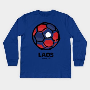 Laos Football Country Flag Kids Long Sleeve T-Shirt